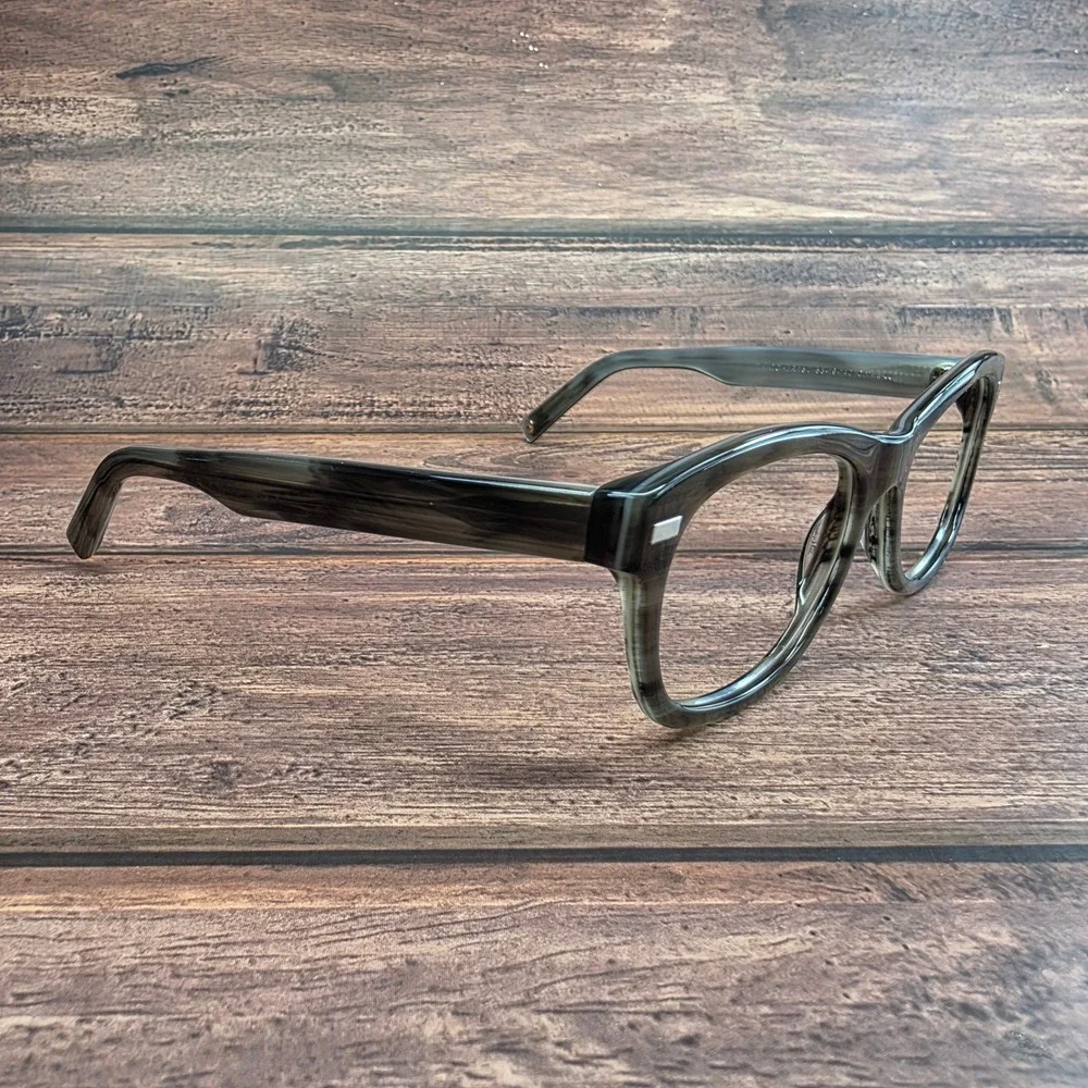 Warby Parker Thatcher 150 Eyeglasses 55-19-140 Striated Grey Olive Cat Eye